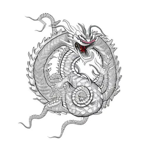 Shenron From Dragon Ball Z And Mushu From Mulan Dpuble Dragon Style