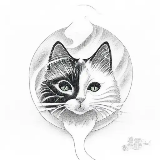 Black And White Cat Catching Birds