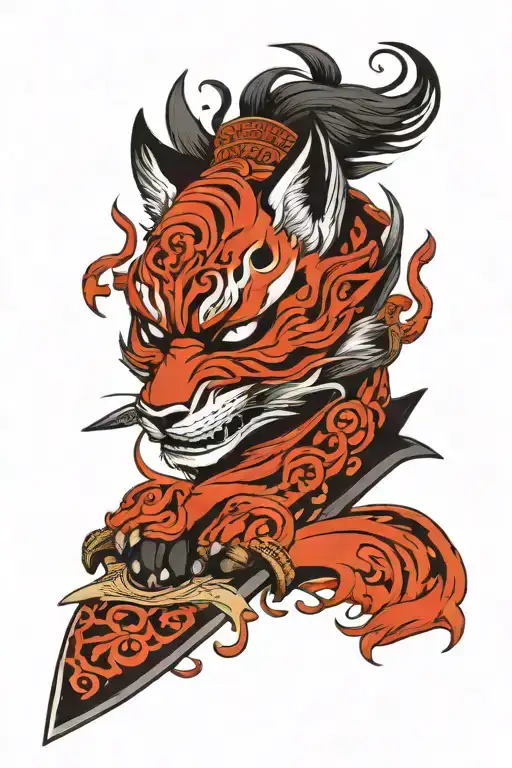 Japanese Fox Mask Knife