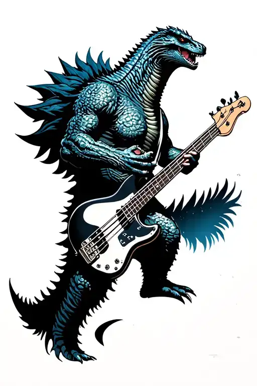 Godzilla Playing Bass Guitar