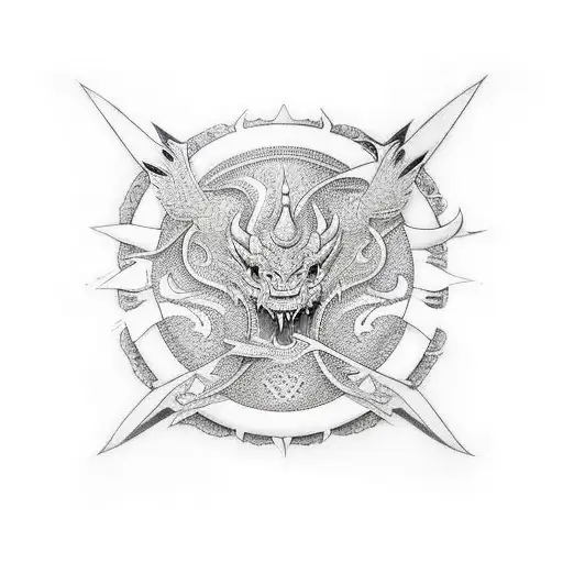 The Symbol Of Nike But Futuristic And With A Dragon