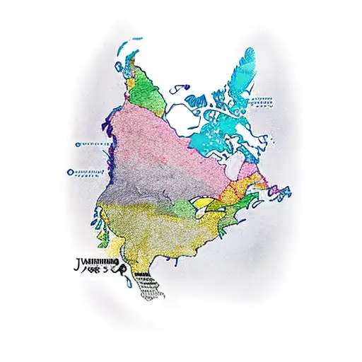 A Map Of Canada And Japan Merging Together With Anime Characters Representing Each Country