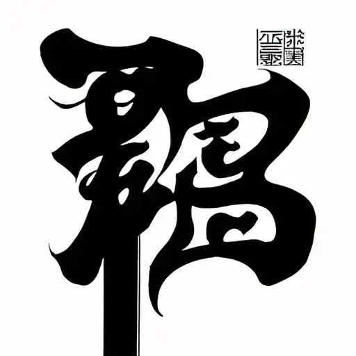 Hieroglyph Love Pierced By Katana