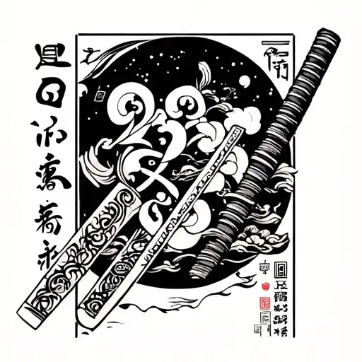 Hieroglyph Love In Japanese With Katana