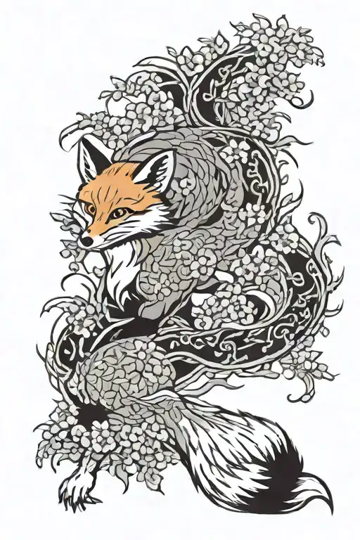 9 Tail Fox With Wisteria Wrapping