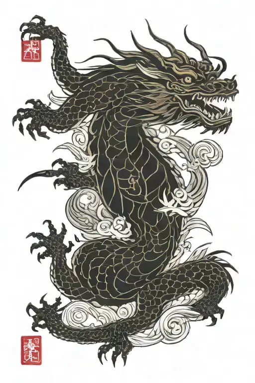 Japanese Dragon In The Background