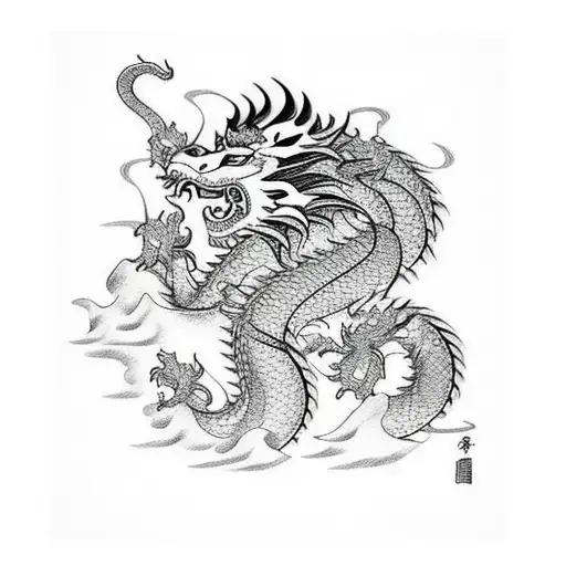 Dragon And Tiger On Waterfall