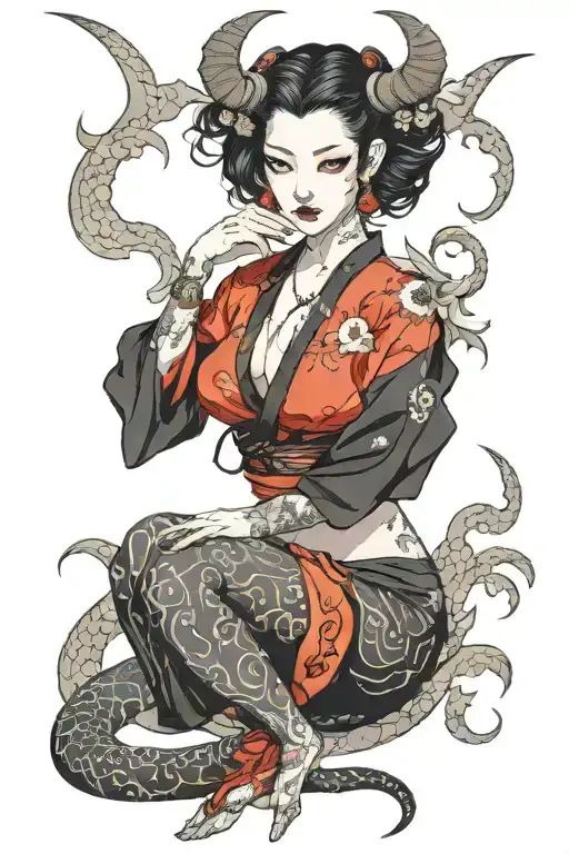 Demon Succubus In Modern Japanese Demon Style