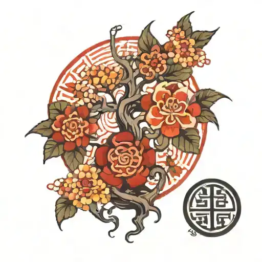 Flower Around A Tree Of Life