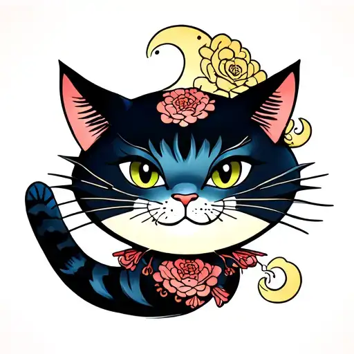 Friendly Cheshire Cat As The Moon