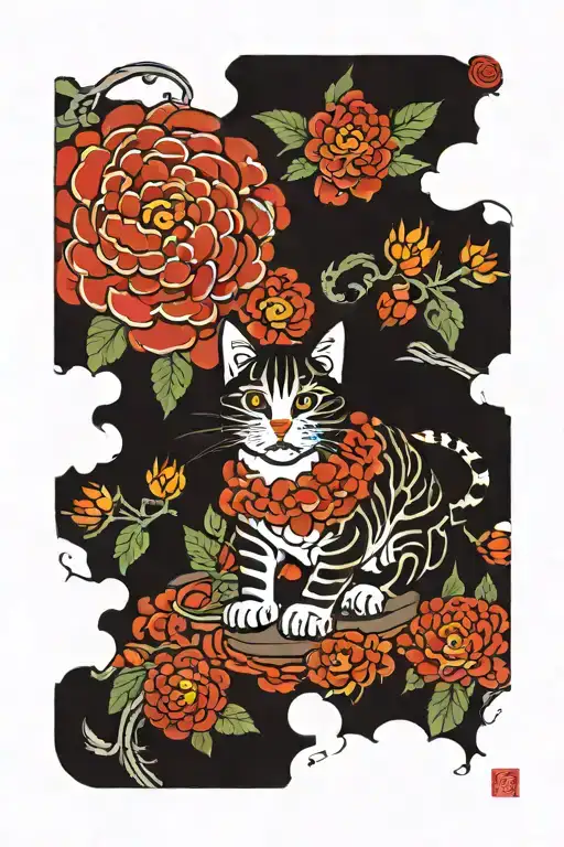 Chrysanthemum And Cat