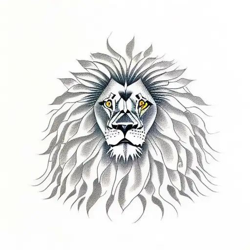 Lion Representing Life And Dead With Feathers Instead Of Mane