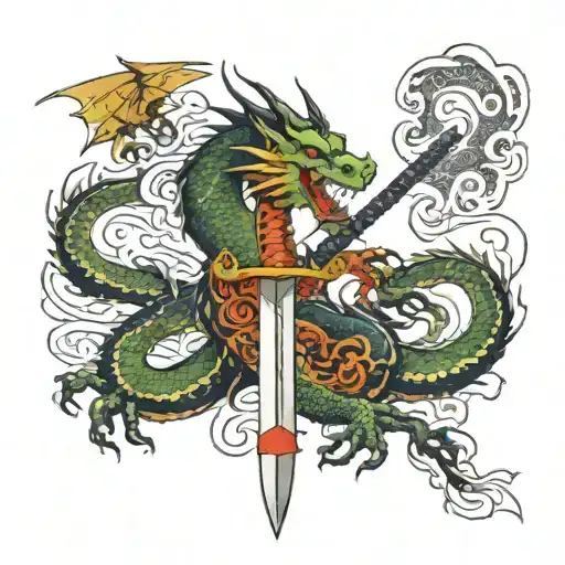 Dragon And Sword Surrounded