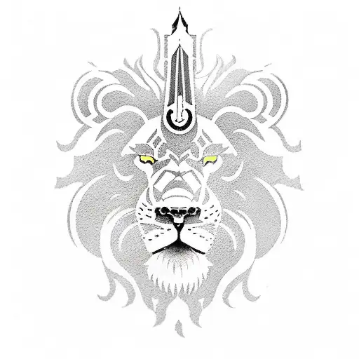 Lion With Sword Ando Shield Half White Ando Half Black