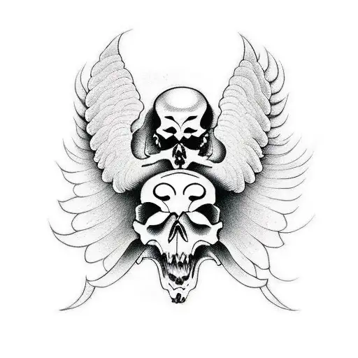 Angel And Devil Skull