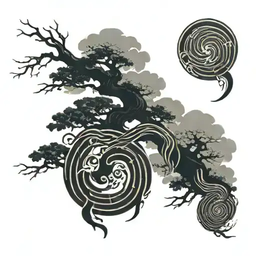 Fire And Tree Spiral Merging