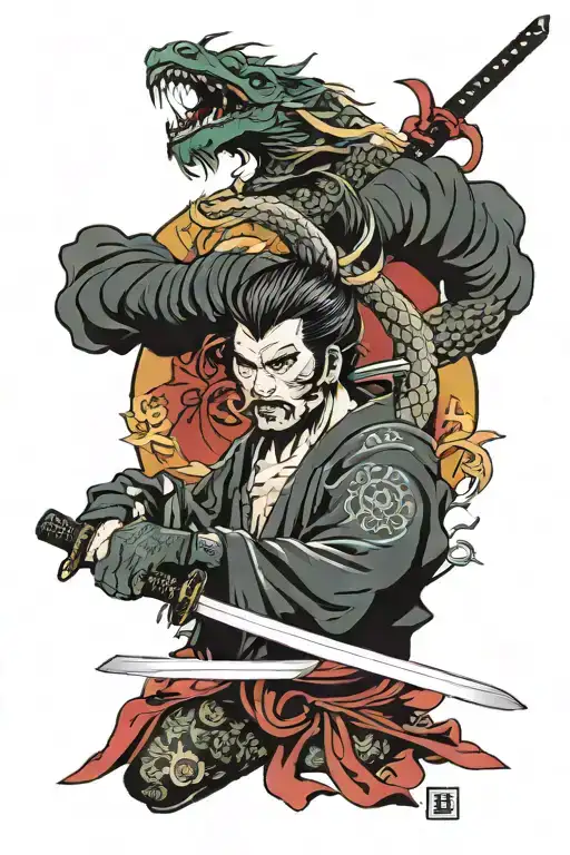 Katana With Japanese Dragon