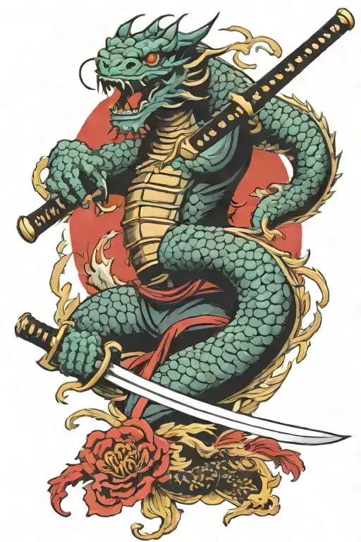 Katana With Japanese Dragon