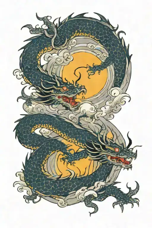A Dragon Wrapped In A Temple In The Cloudy Night Sky