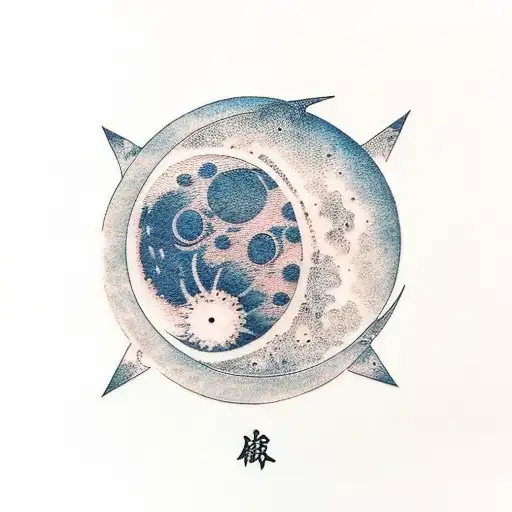 Moon With A Thin Line Down Like A Chain