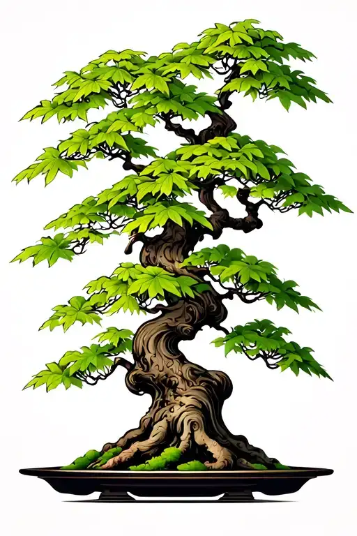 Japanese Maple Tree With Leaves Bonsai