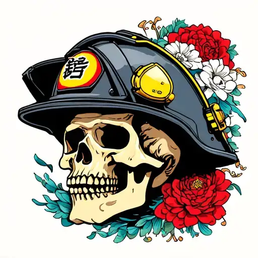 Skull And Firefighter Helmet