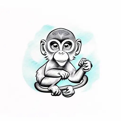 Cute Little Monkey Sketch Silhouette