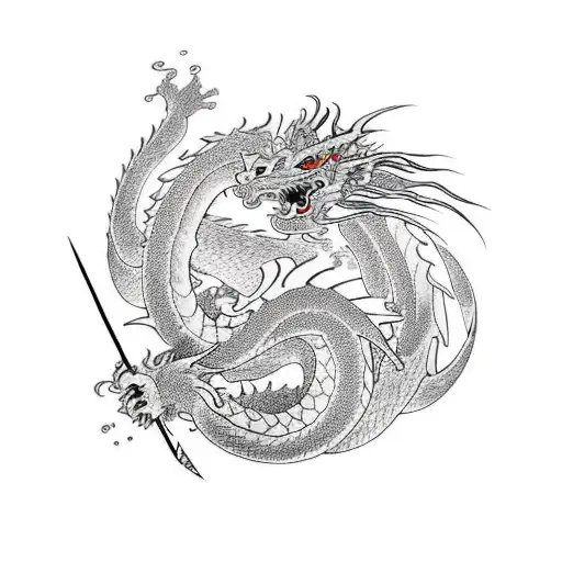 Dragon With Fire And Water