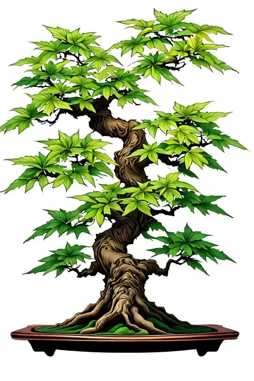 Japanese Maple Tree With Leaves Bonsai