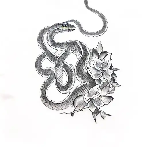 Snake Around A Orchid