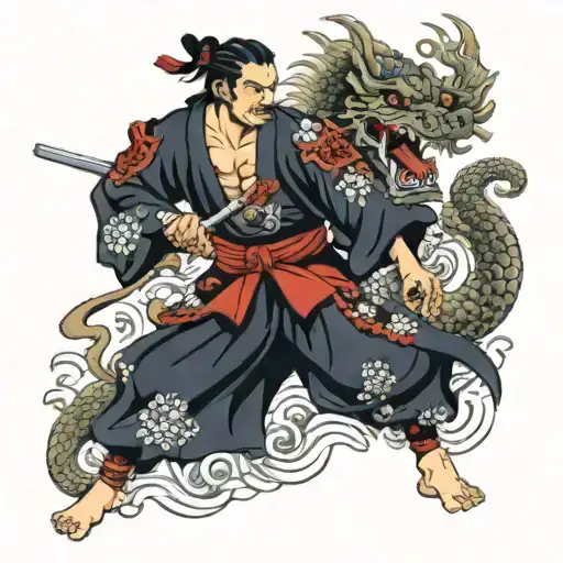 Samurai Fighting Demons