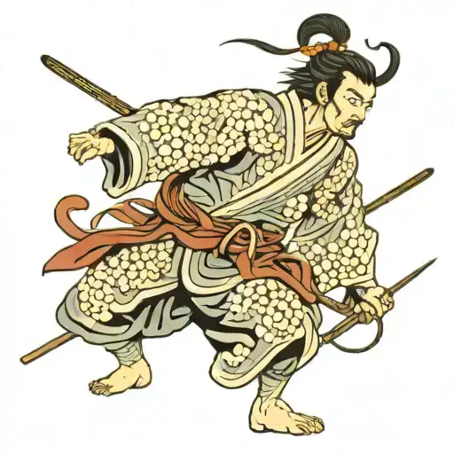 A Lonely Samurai Fighting With Himself