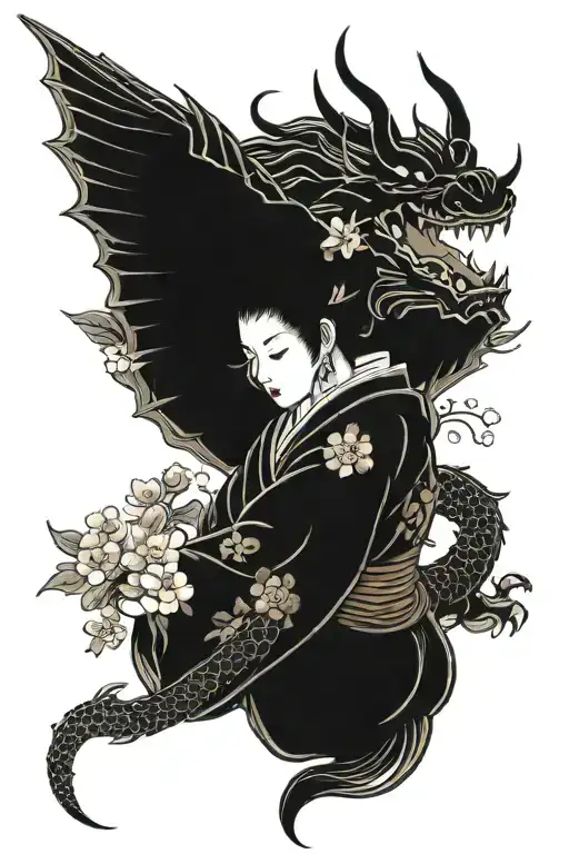 Geisha Dragon Sakura Blossom