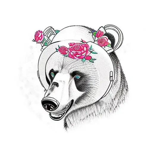 Bear In Roses Wearings Headphones