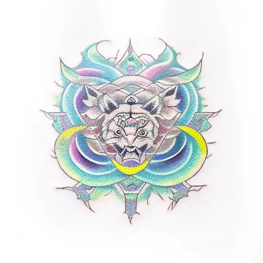 A Realistic Tattoo Of A Spiritual Symbol Incorporated Into A Design Of Your Wife And Daughters Tattoo