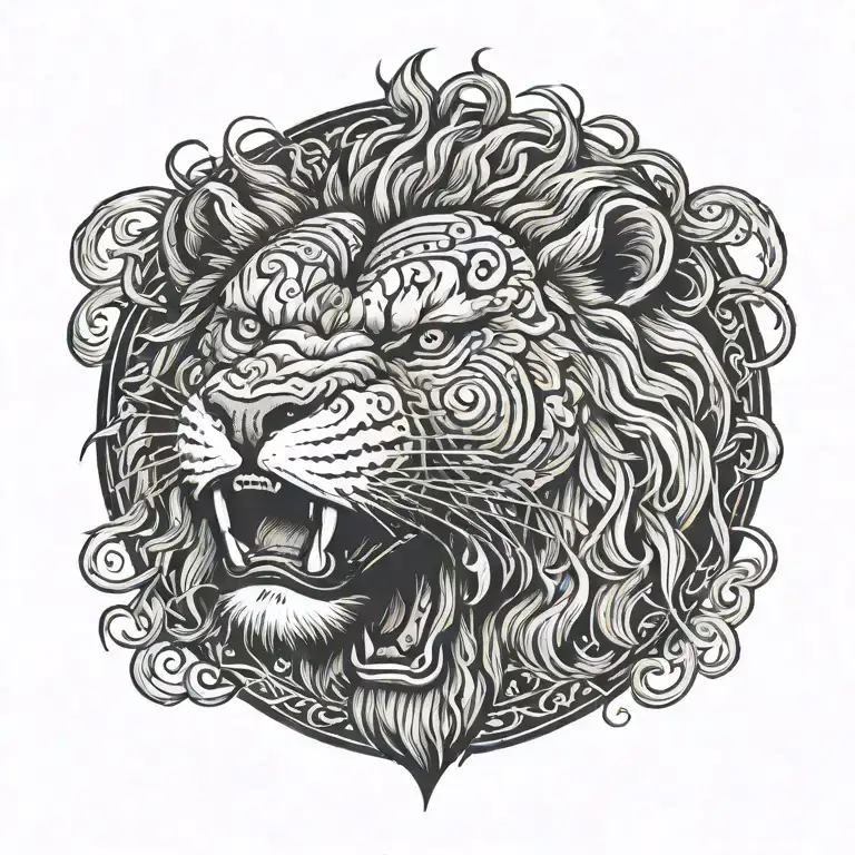 Tattoo Sketch Lion Head