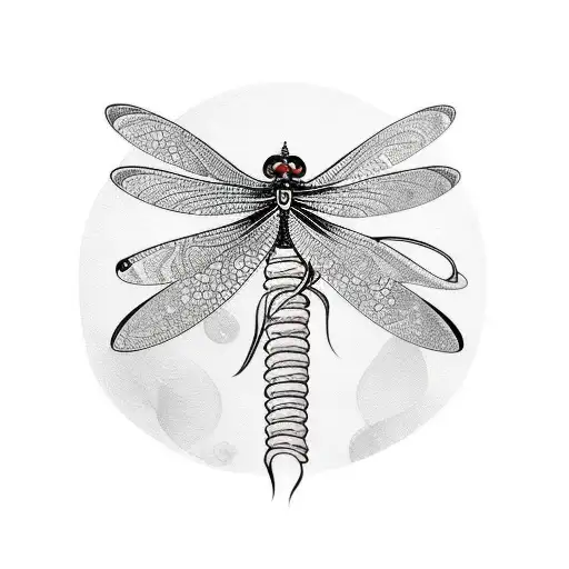 Lycoris With Dragonfly Around On A Knife