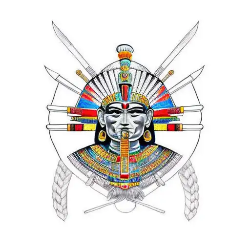 Aztec Warrior Mix With Egyptian Warrior Mythology