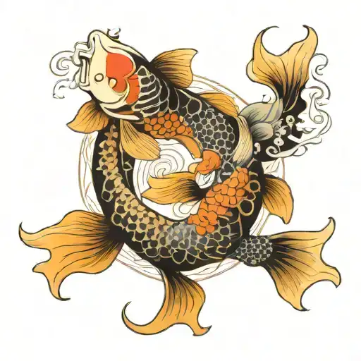 Fish And Bird Yin And Yang Koi Fish