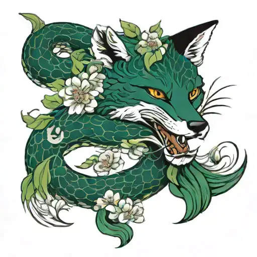 Ouroboros Fox Blood-dark Green Flowers