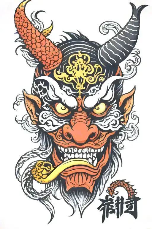 Mask Oni With Dragon
