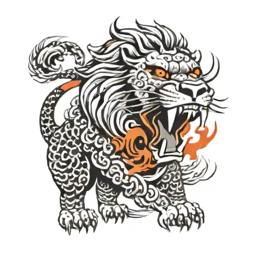 Lion Roaring Fiercely