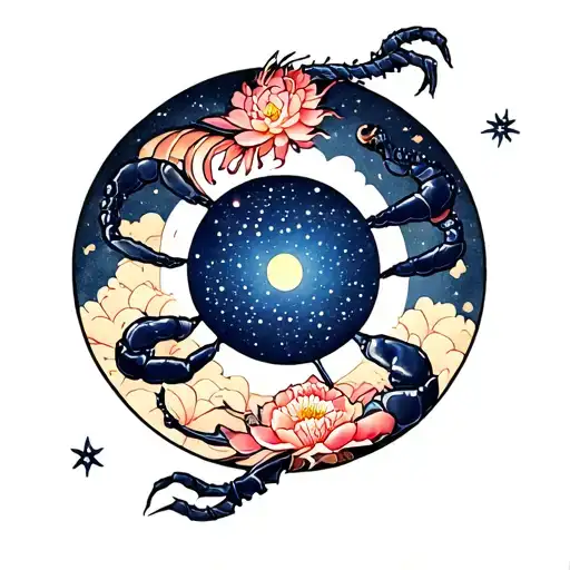 Cancer Zodiac Sign With Night Sky