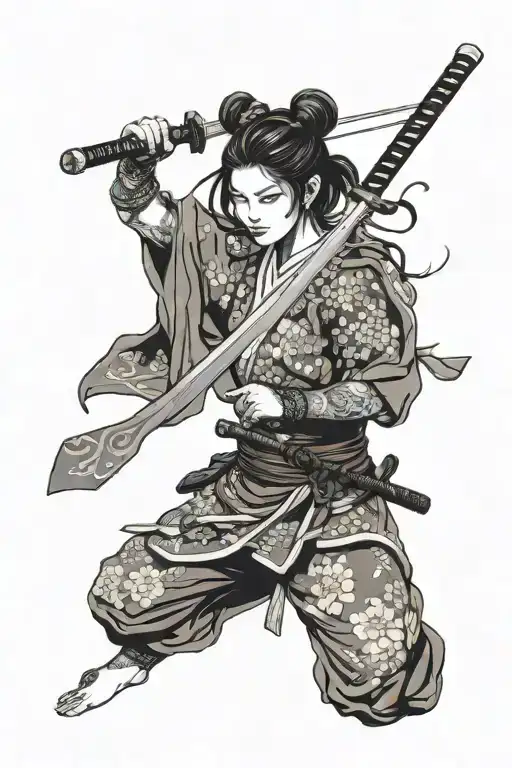 Samurai Girl Holding Sword