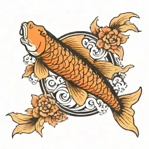 Koi Fish Swimming Upstream Amazon River Towards Angel