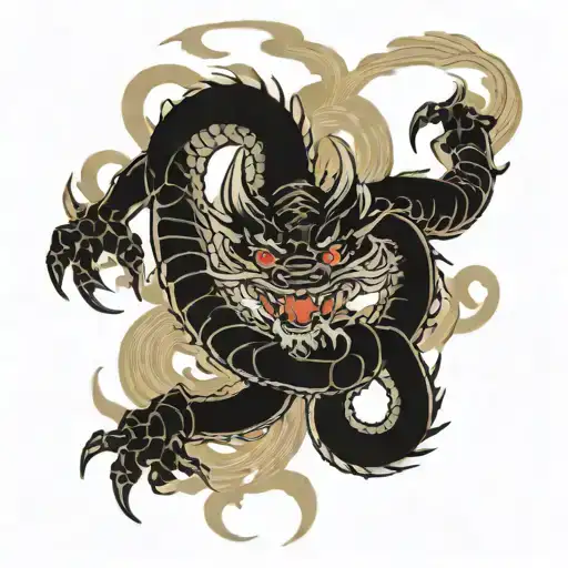 Dragon Fighting A Demon