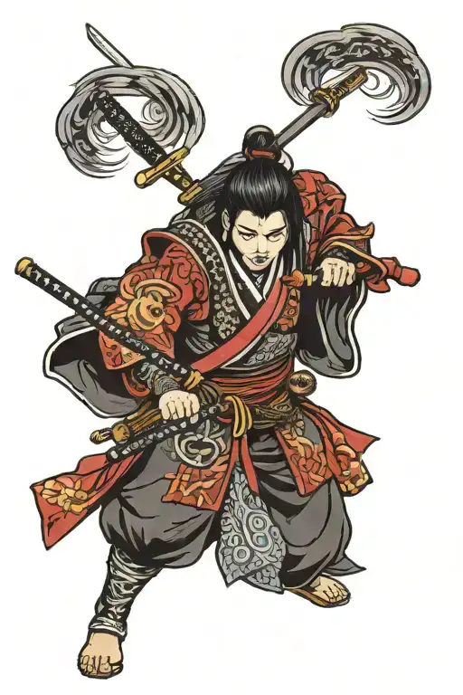 Japanese Woman Samurai Warrior Holding