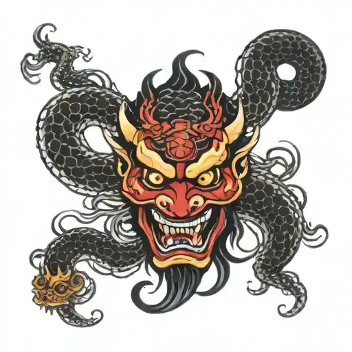 Snake Japanese Oni Mask