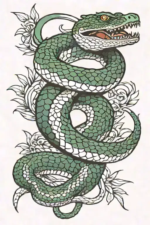 Snake With Crocodile