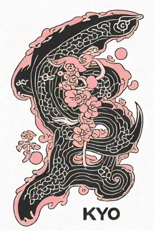 Japanese Letters For Kiyo Fukui In Pink And Black With Kawaii Core On It